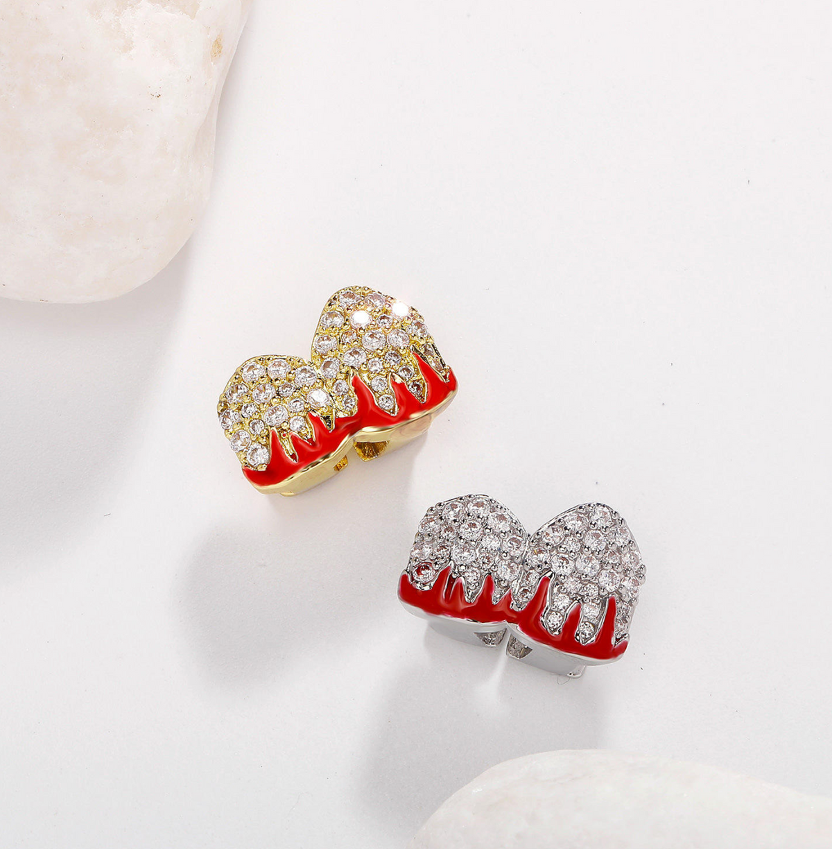 Grillz 2 dents rouge et strass