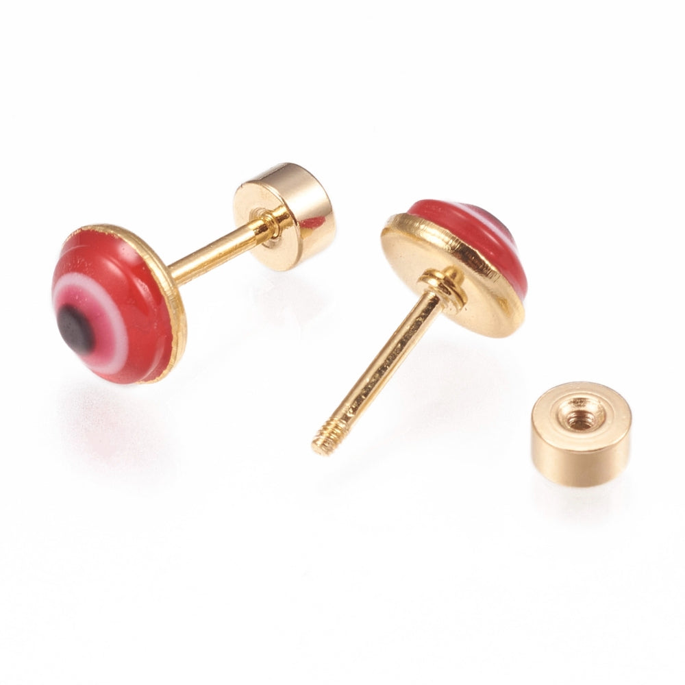 Piercing oreille type clou cabochon mauvais oeil