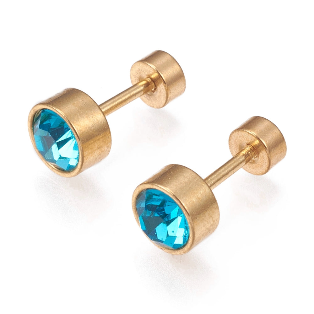 Piercing oreille Strass sur base en acier  or