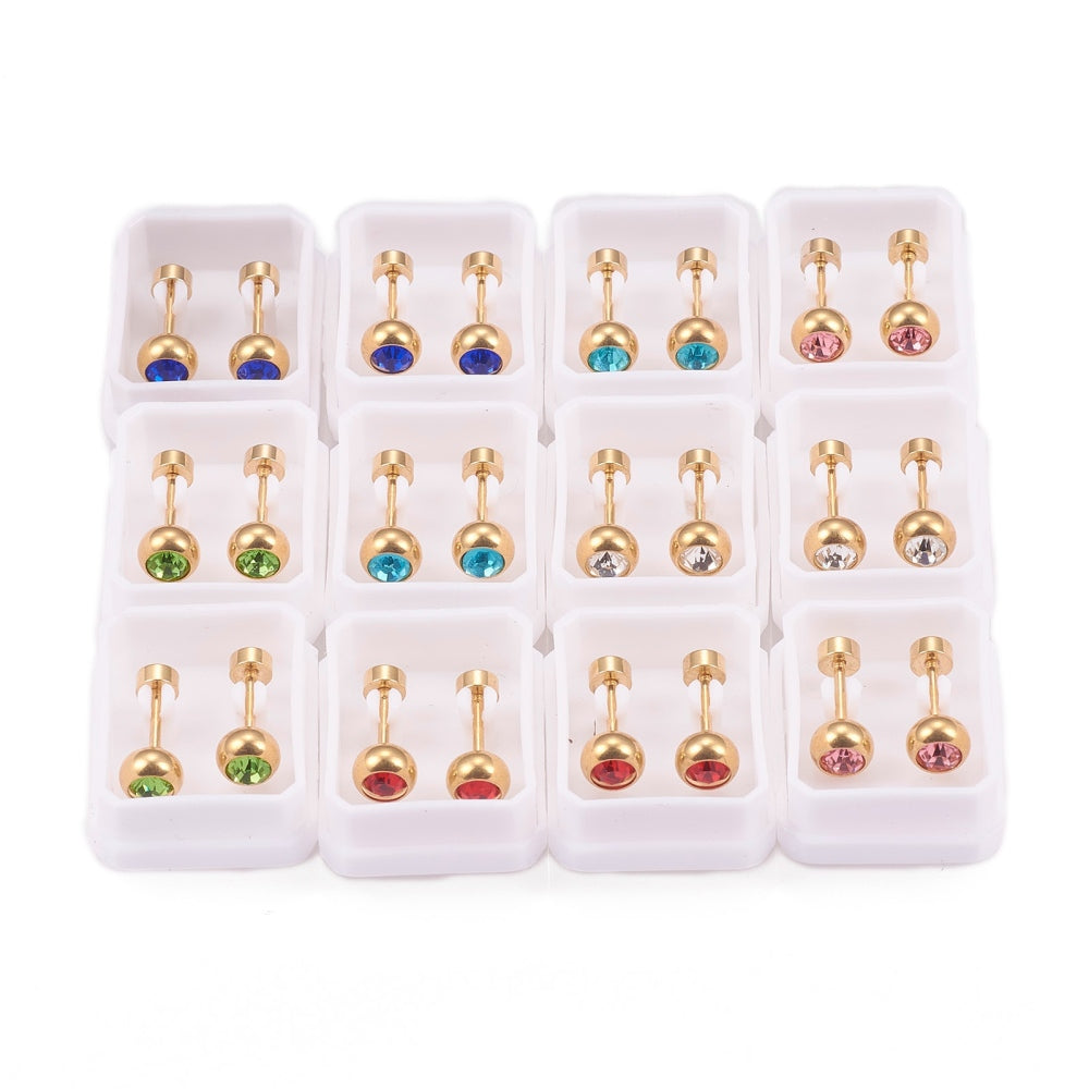 Piercing oreille Strass sur base en acier  or