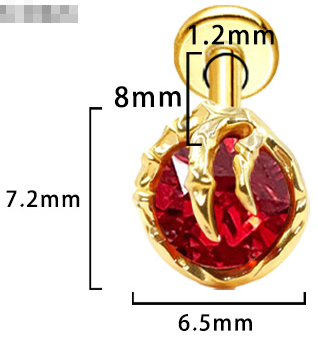 Piercing Griffe Labret Titane Orné de Cristaux, Labret, Médusa, Monroe 1,2×8mm
