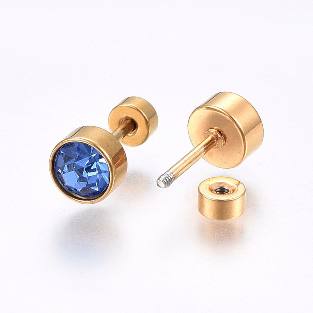 Piercing oreille Strass sur base en acier  or