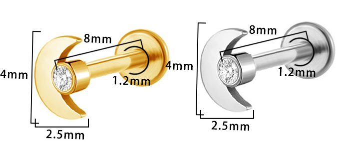 Piercing Lune Labret Titane, Labret, Médusa, Monroe 1,2×8mm