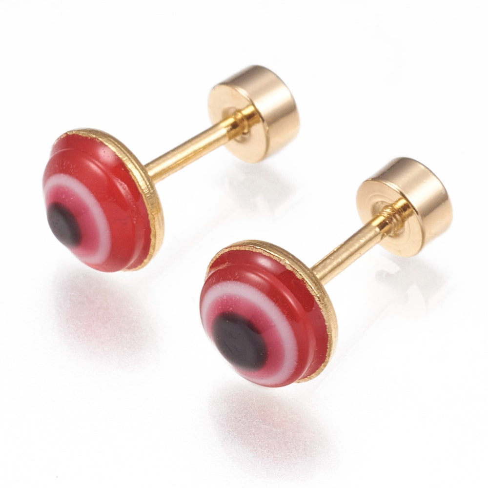 Piercing oreille type clou cabochon mauvais oeil