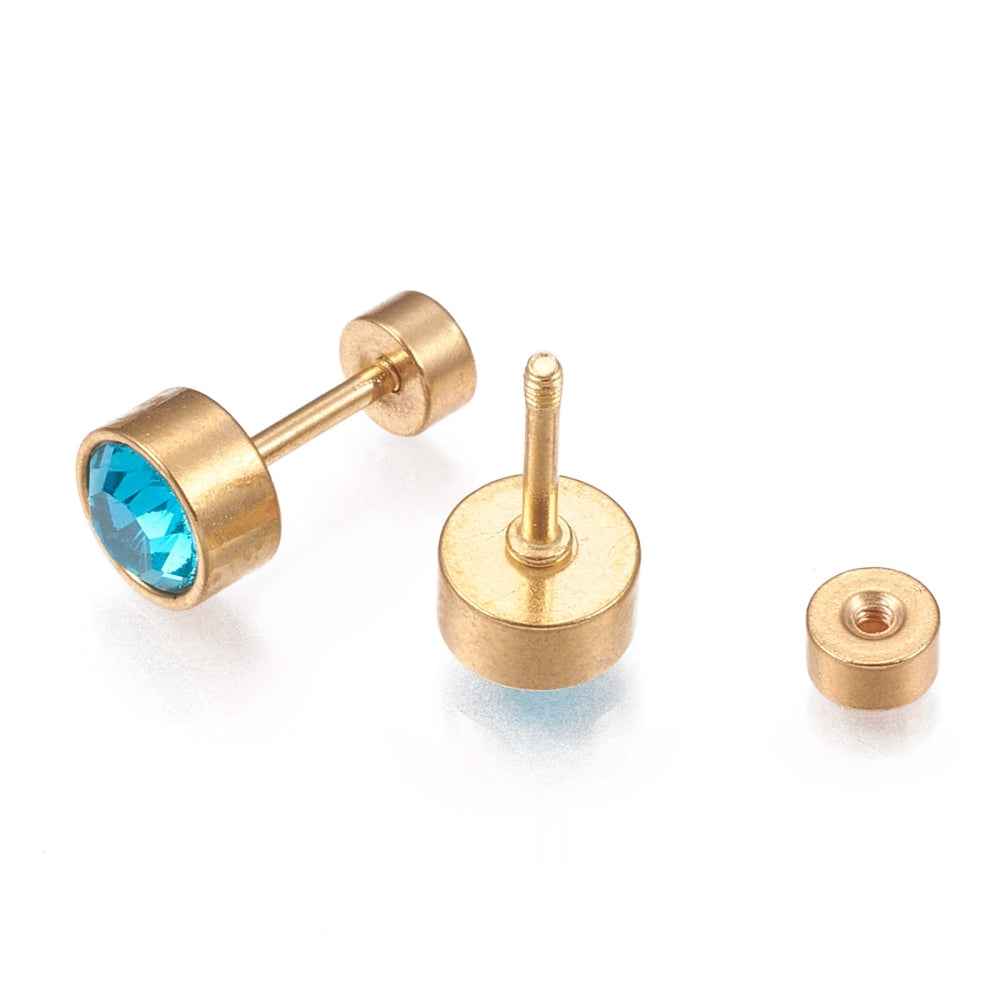 Piercing oreille Strass sur base en acier  or