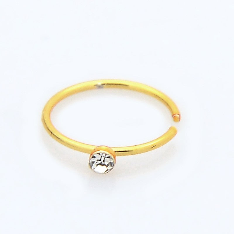 Piercing anneau de nez femme strass blanc or