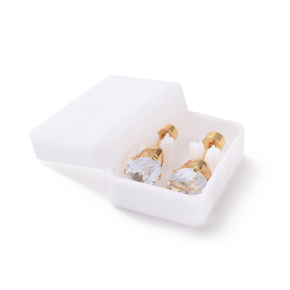 Piercing oreille Strass sur griffe en acier  or