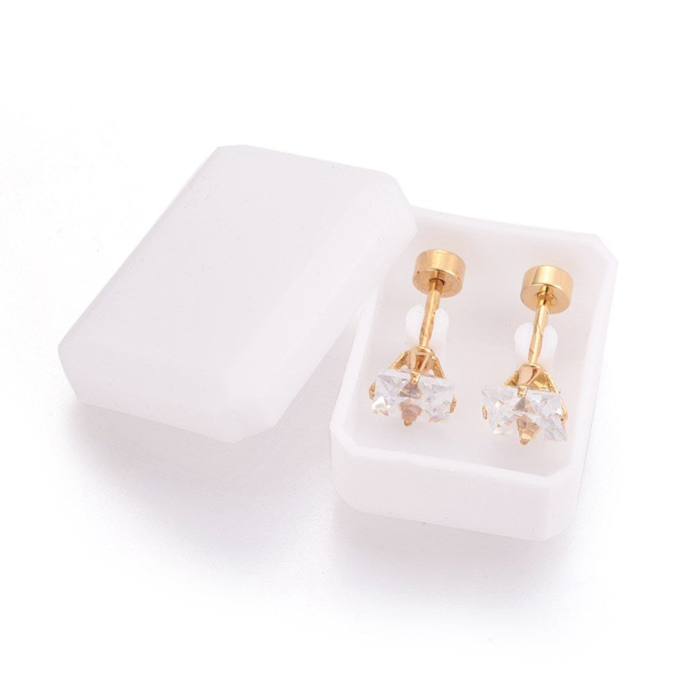 Piercing oreille Strass sur griffe en acier  or