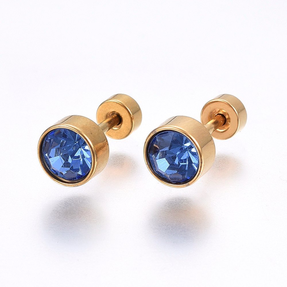 Piercing oreille Strass sur base en acier  or