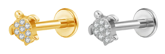 Piercing tortue Labret Titane avec Cristal Zircon, Labret, Médusa, Monroe 1,2×8mm