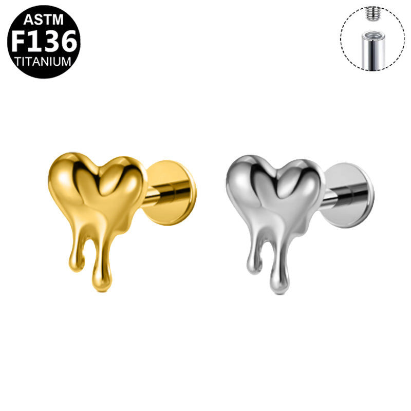 Piercing Coeur coulant Labret Titane avec Cristal Zircon, Labret, Médusa, Monroe 1,2×8mm