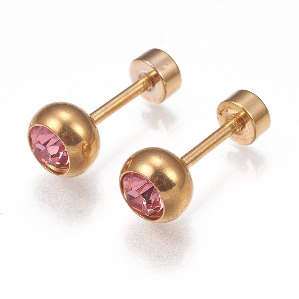Piercing oreille Strass sur base en acier  or