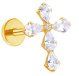 Piercing Croix strass ovale Labret Titane avec Cristal Zircon, Labret, Médusa, Monroe 1,2×8mm