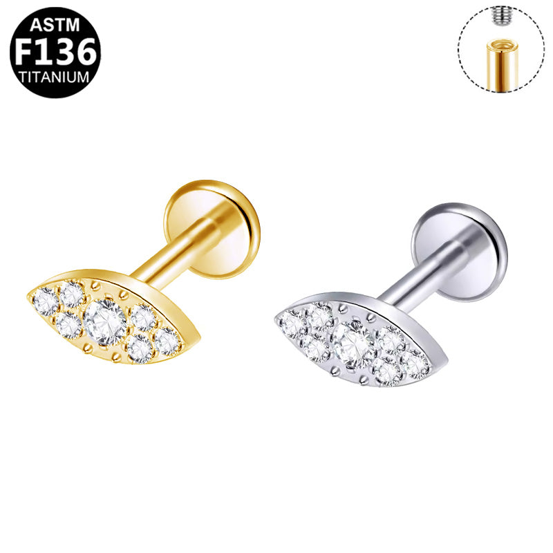 Piercing  oeil de chat Labret Titane avec Cristal Zircon, Labret, Médusa, Monroe 1,2×8mm