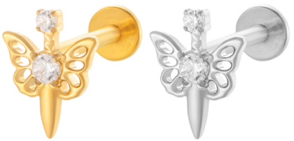 Piercing épée Labret Titane avec Cristal Zircon, Labret, Médusa, Monroe 1,2×8mm