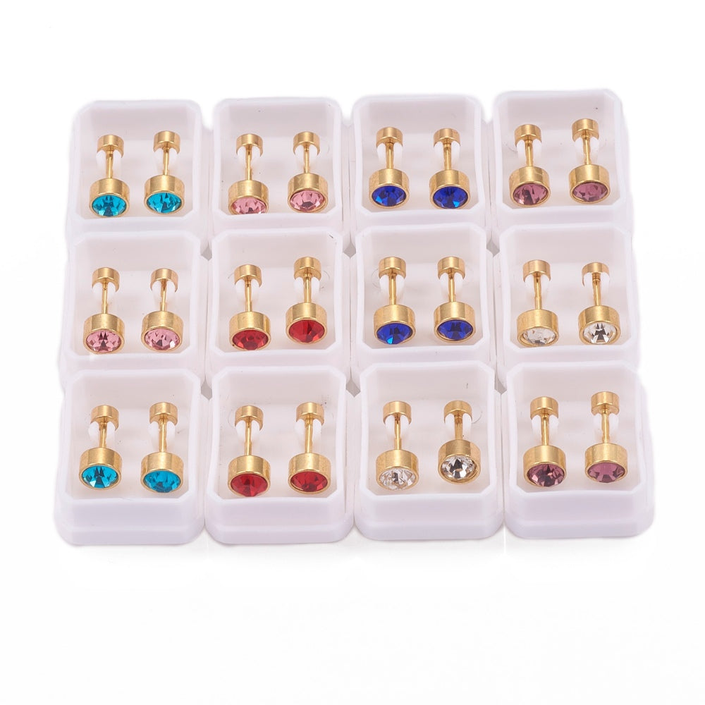Piercing oreille Strass sur base en acier  or