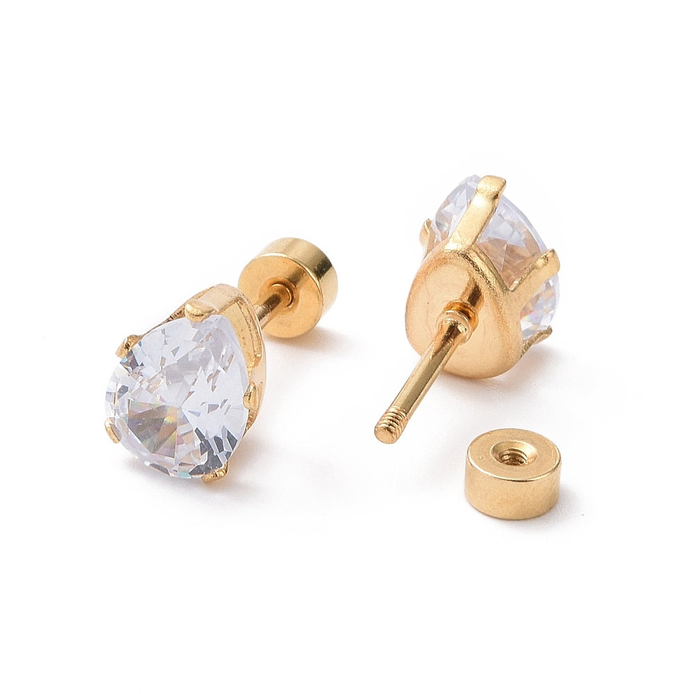 Piercing oreille Strass sur griffe en acier  or