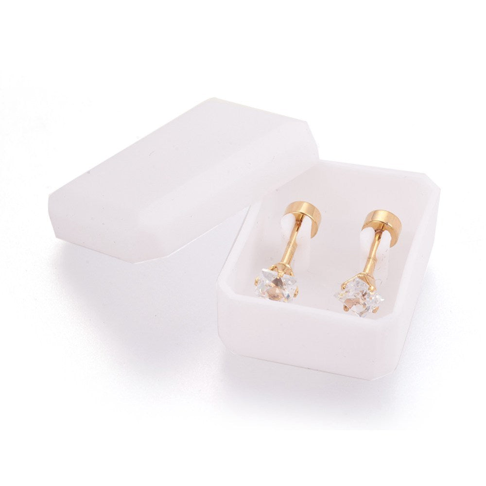 Piercing oreille Strass sur griffe en acier  or