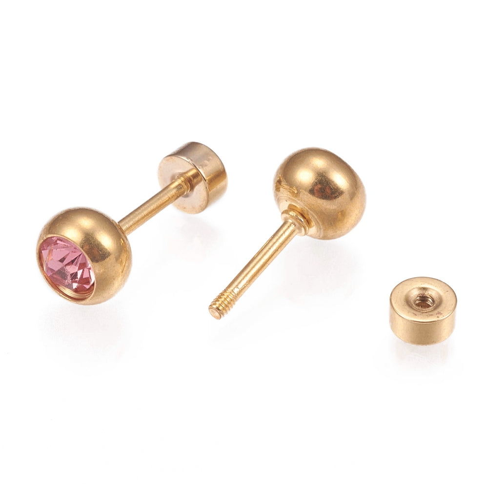 Piercing oreille Strass sur base en acier  or