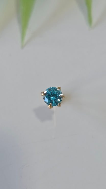 Piercing Labret Strass bleu 6mm