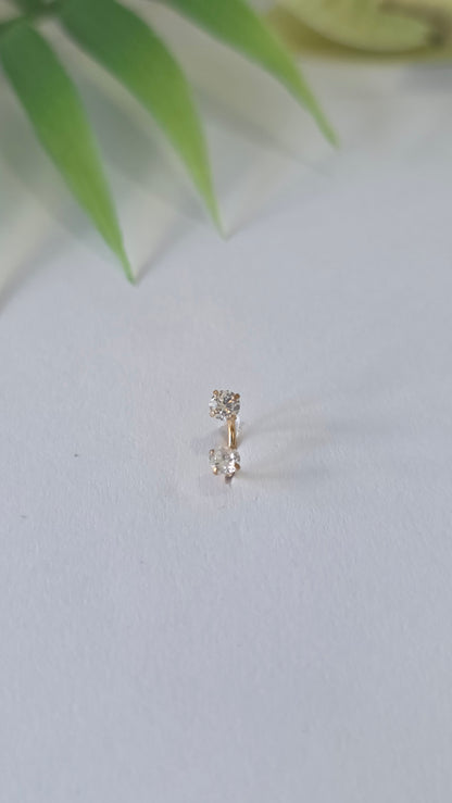 Piercing nez anneau 2 strass griffe