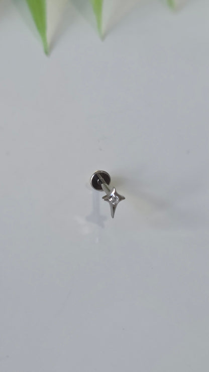 Piercing Labret Etoile strass  métal Titane