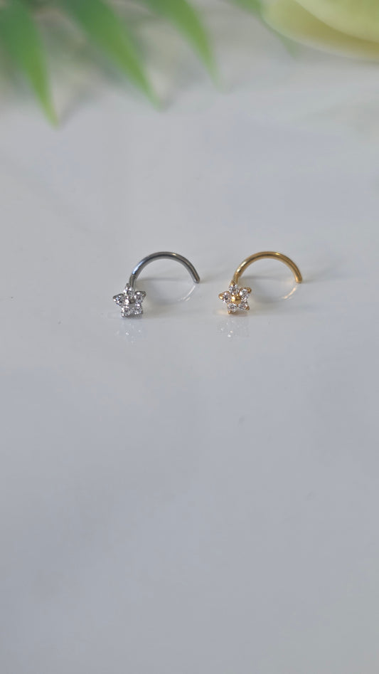 Piercing nez fleur strass