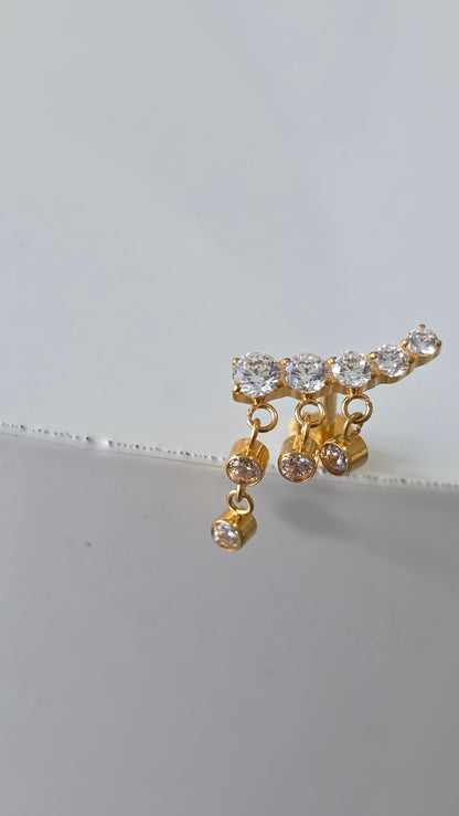 Piercing Labret complet de 5 strass et pendant Titane