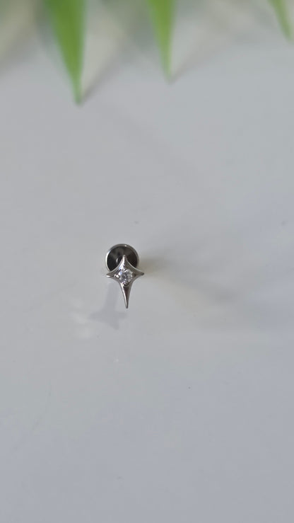 Piercing Labret Etoile strass  métal Titane