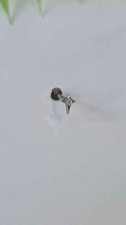 Piercing Labret Etoile strass  métal Titane
