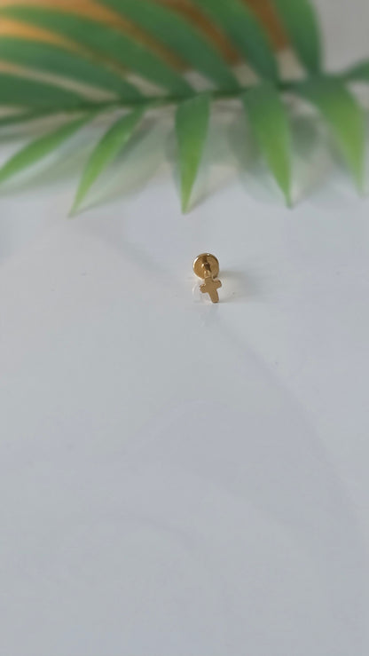 Piercing Labret Croix mini Titane Design Orné, Labret, Médusa, Monroe 1,2×8mm