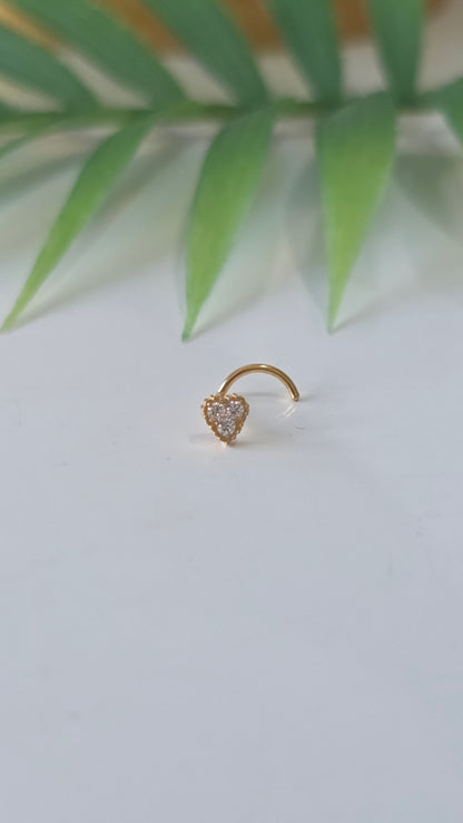 Piercing nez coeur 3 strass tire bouchon