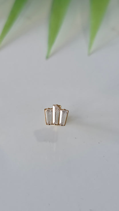 Piercing Labret Trio Strass carré Titane