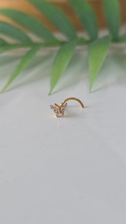 Piercing nez Papillon strass tire bouchon