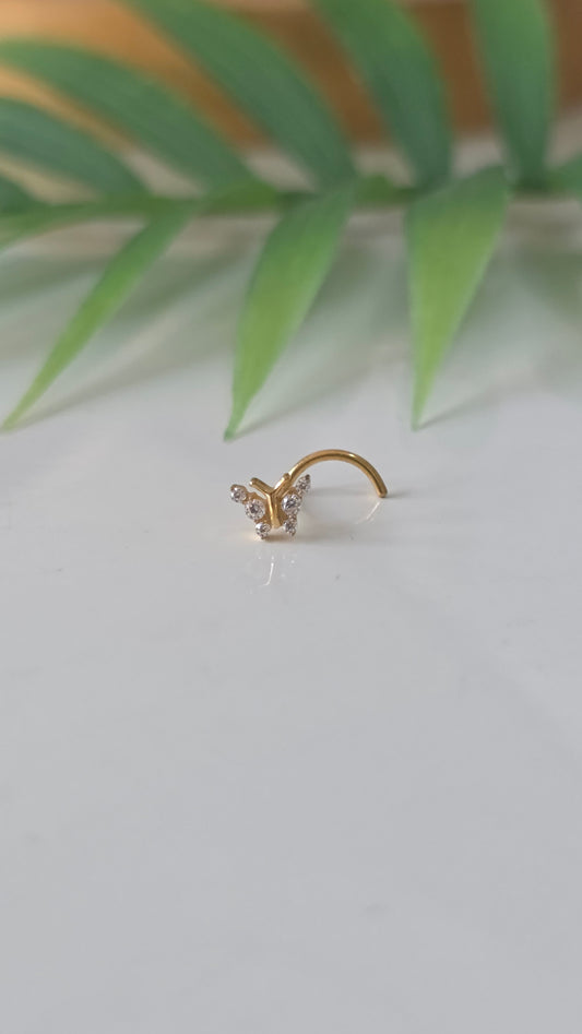 Piercing nez Papillon strass tire bouchon